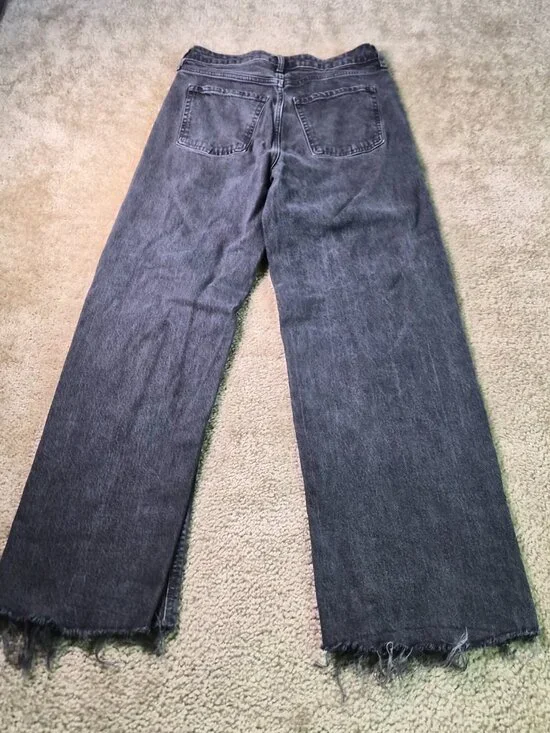 Old Navy Sky-Hi Wide Leg Jeans Womens Size 6 Tall Extra High Rise Gray F879 - Picture 4 of 11